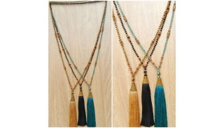 bali mix beads tassels necklace with golden caps handmade new design